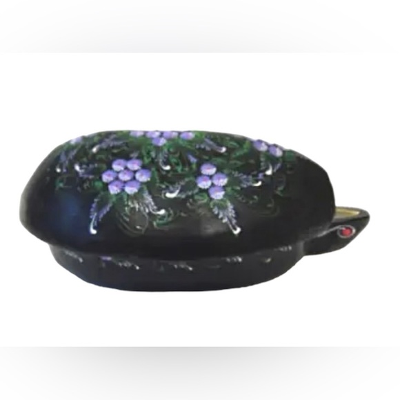 Wooden Turtle Jewelry Box Lacquered Wood Trinket Box - Picture 2 of 4